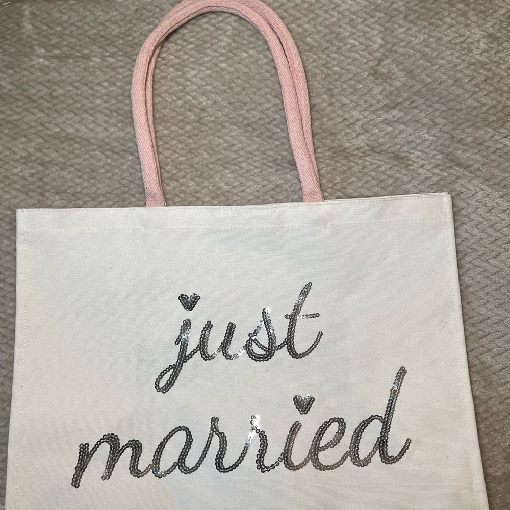 White and Pink Tote Bag